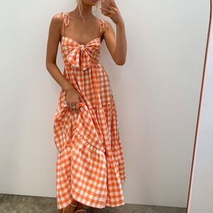 Runway Scout - Reverse Orange Gingham Dress